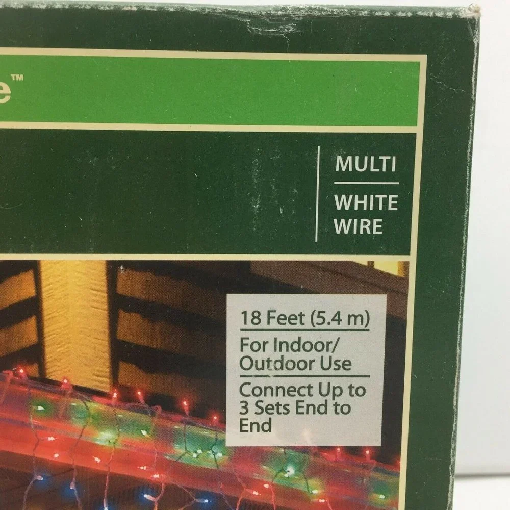 Holiday Time 300 Christmas 18 Ft Multicolor Bulbs White Wire Icicle Light Set